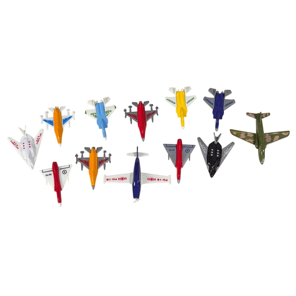 Vintage Style Miniature Diecast Military Fighter Jet Toy Plane 12pc Mixed Set